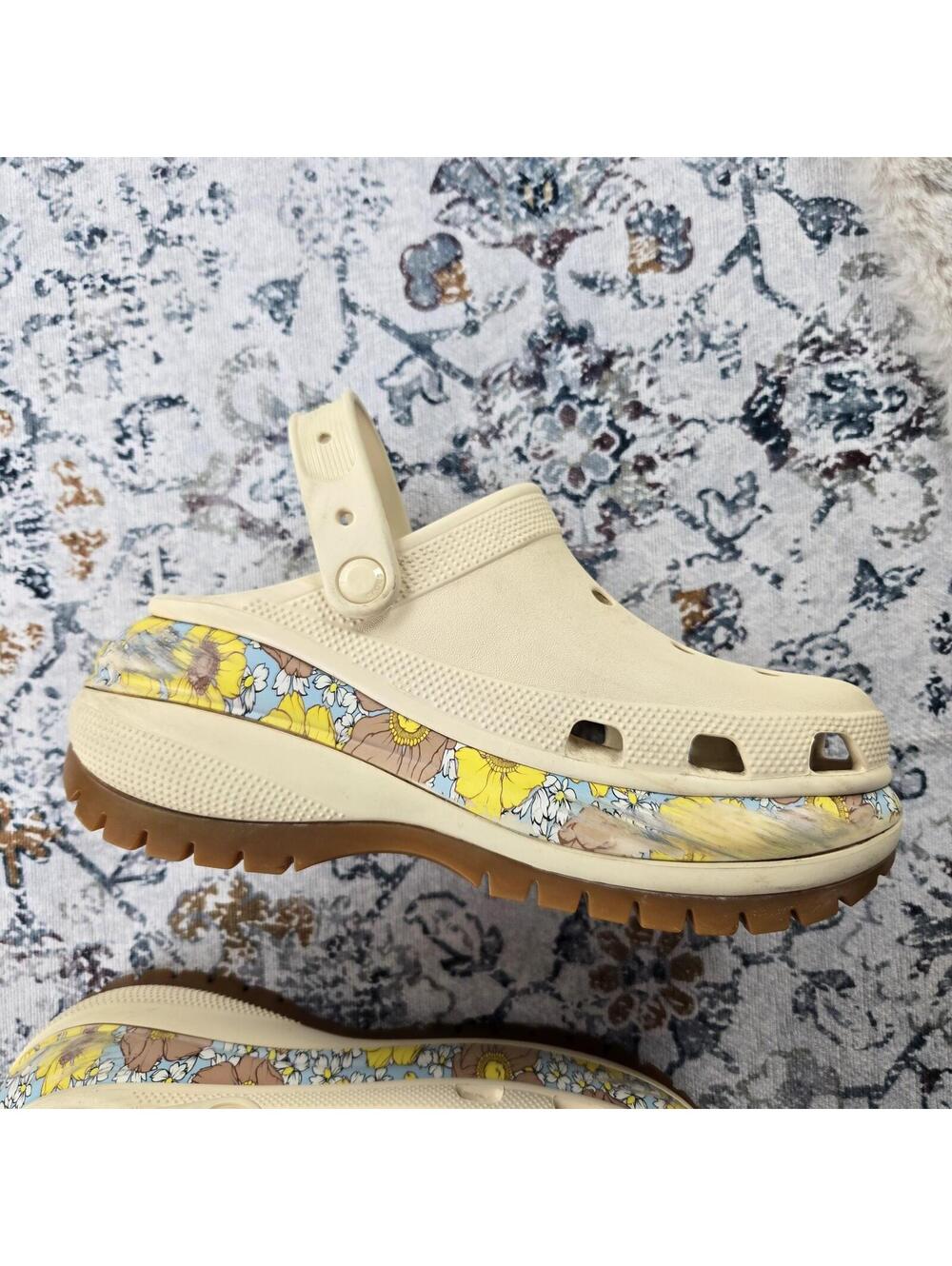 Crocs Mega Crush Clog Vanilla/Multi Retro Floral Colorway Women US 9 - Picture 7 of 15